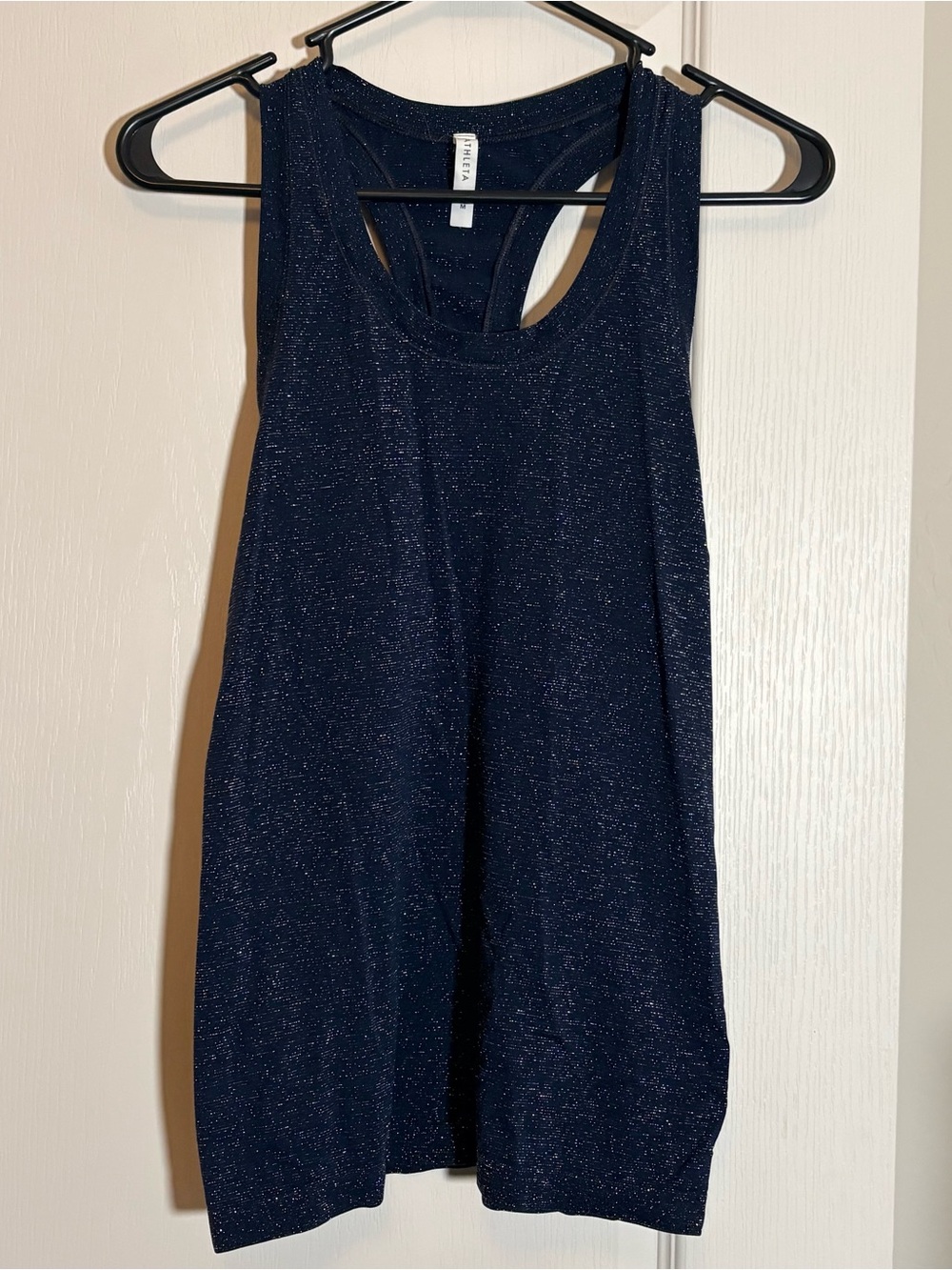 Athleta Momentum Seamless Shimmer Racerback Tank Top Navy Blue Size M